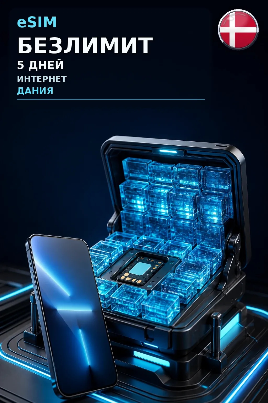eSIM Дания — БЕЗЛИМИТ, 5 дней — интернет