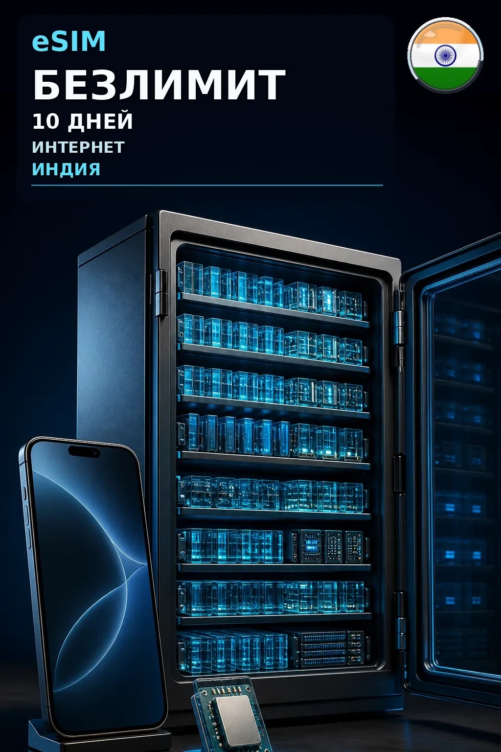 eSIM Индия — БЕЗЛИМИТ, 10 дней — интернет
